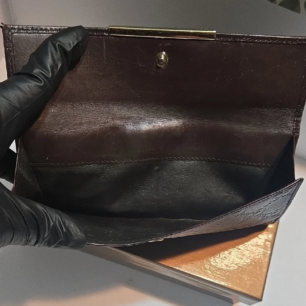 Gucci Dark Brown Embossed Leather Wallet - Picture 9 of 16